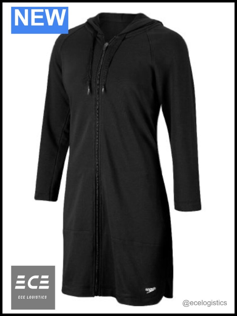 Speedo Aquatic Fitness Hooded Robe Full Zip UPF 50+ Swim Cover-Up